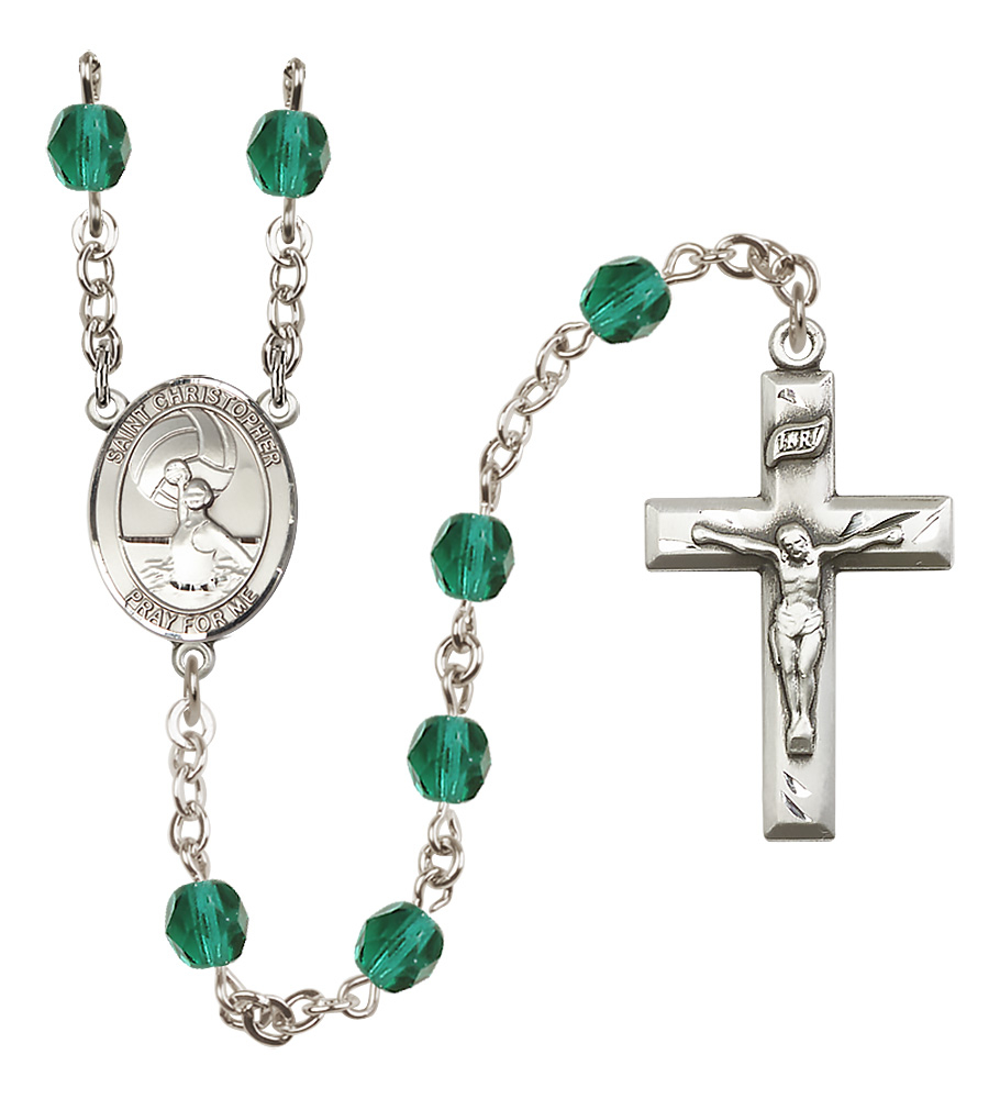 Saint ChristopherWater Polo Women R6000-8199 6mm Rosary Zircon 196$